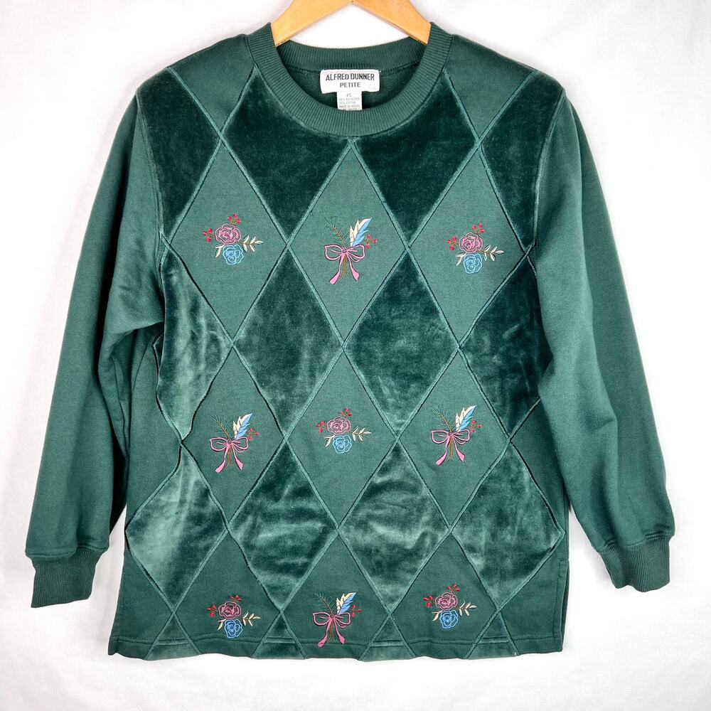 NWT Vintage Alfred Dunner Petites Green Sweatshirt PL